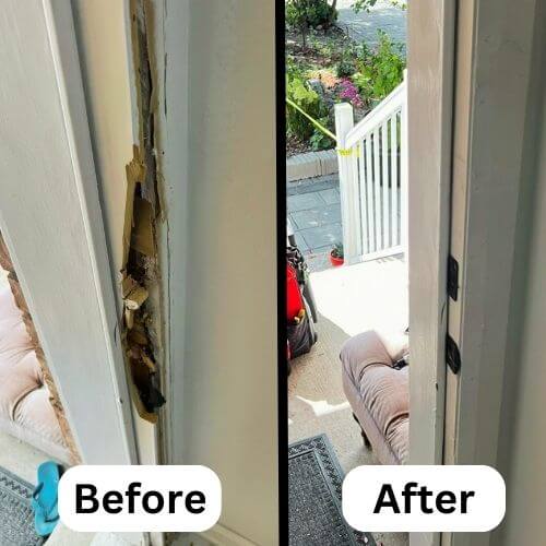 Before and after broken door frame repair (1)