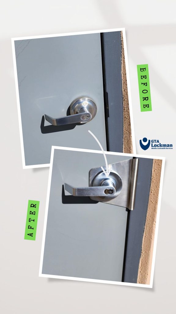 Latch Guard Installation Before and after