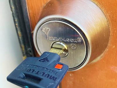 Key inserted in a door lock